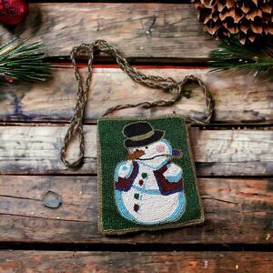C. Marie Snowman Purse Crossbody Beaded Bag Festive Christmas Holiday Nostalgic